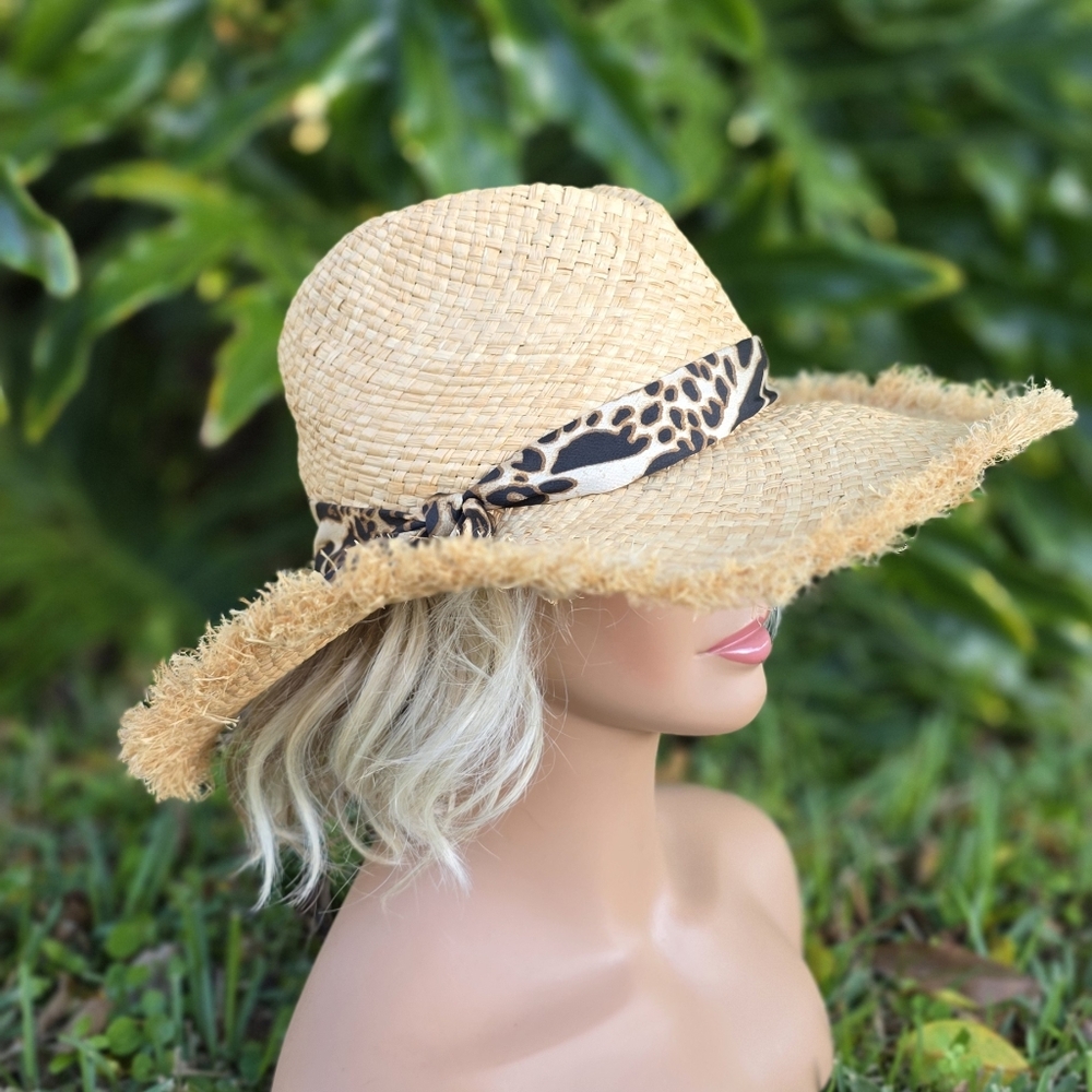 Ralph Lauren Women's Natural Straw Hat Floppy Beach Wide Brim Sun Hat S/M